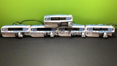 5 x CareFusion Alaris GH Syringe Pumps (All Power Up with 2 x Alarms, 1 x Service Required and 1 x Blank Screen)