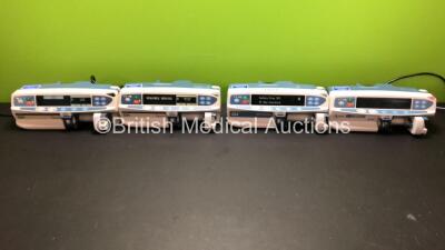 4 x Alaris GH Syringe Pumps, 2 x Cardinal Health, 1 x CareFusion Plus and 1 x Asena MK III (All Power Up with 1 x Service Required, 2 x Alarms and 1 x Damaged Casing - See Photo)