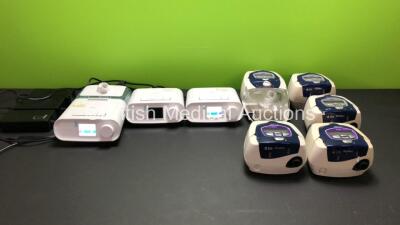 Job Lot Including 3 x Philips Respironics DreamStation CPAP Units with 3 x Power Supplies and 1 x Humidifier (All Power Up) 2 x ResMed VPAP IV ST Units and 3 x ResMed S8 AutoSet Spirit II CPAP Units with 1 x Humidifier