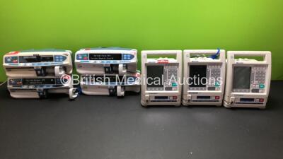 2 x CareFusion and 2 x Cardinal Health Alaris GH Syringe Pumps (All Power Up with 3 x Alarms and 1 x Casing Damage - See Photo) and 3 x Baxter Colleague Infusion Pumps