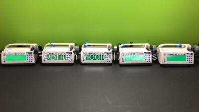 5 x Smiths Medfusion 3500 Syringe Pumps Version V3.0.6 (All Power Up with 1 x Alarm)