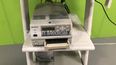 Olympus Compact Stack Trolley with Olympus OEV191H Monitor, Olympus Visera CLV-S40 Light Source, Olympus Visera OTV-S7 Digital Processor and Sony UP-21MD Colour Video Printer (Powers Up) *S/N 508224 / 508231 / 508230 / 508248* - 4