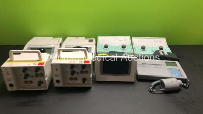 Mixed Lot Including 2 x Kamplex KS 8 Screening Audiometers with Power Supplies (Both Power Up), 2 x Verathon BladderScan BVI 3000 Bladder Scanners with Transducers (Both Damaged Casing, 1 x Transducer Taped Up), 2 x AOC Medical Model 4170 Bedside Monitors