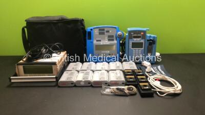 Mixed Lot Including 1 x Alaris Signature Edition Gold Infusion Pump, 1 x GE Dinamap Pro 400V2 Vital Signs Monitor with SPO2 Finger Sensor and BP Cuff (No Hose), 1 x Bard BladderScan BVI 2500 Bladder Scanner with Transducer / Probe in Case, 9 x Meditech Ca