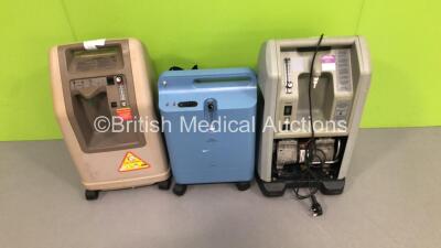 3 x Mixed Oxygen Concentrators Including 1 x DeVilbiss 4 L,1 x Philips Respironics EverFlo and 1 x AirSep * Incomplete-See Photos * (1 x Powers Up,2 x No Power)