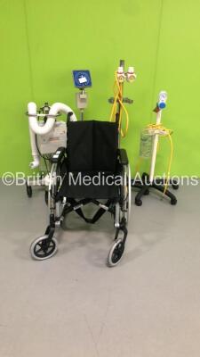 Mixed Lot Including 1 x Level 1 Equator Convective Warming Unit,1 x Manual Wheelchair,2 x Regulators on Stands with Hoses and Suction Cup and 1 x Guardian BP Meter on Stand