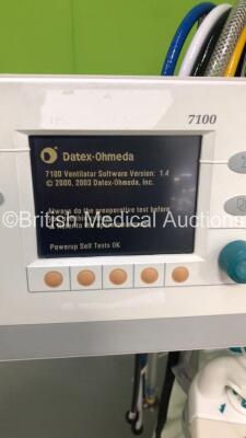 Datex-Ohmeda S/5 Aespire Anaesthesia Machine with Datex-Ohmeda 7100 Ventilator Software Version 1.4,GE Datex-Ohmeda Monitor,Datex-Ohmeda Module Rack Including 1 x E-CAiOV Gas Module with Spirometry and D-Fend Water Trap,1 x E-PRESTN Module with SpO2,T1,T2 - 3