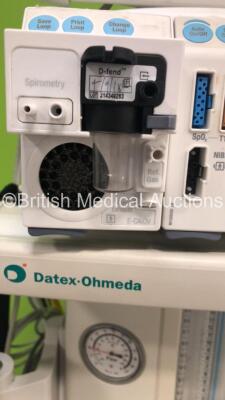 Datex-Ohmeda S/5 Aespire Anaesthesia Machine with Datex-Ohmeda 7100 Ventilator Software Version 1.4,GE Datex-Ohmeda Monitor,Datex-Ohmeda Module Rack Including 1 x E-CAiOV Gas Module with Spirometry and D-Fend Water Trap,1 x E-PRESTN Module with SpO2,T1,T2 - 6