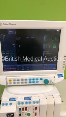 Datex-Ohmeda S/5 Aespire Anaesthesia Machine with Datex-Ohmeda 7100 Ventilator Software Version 1.4,GE Datex-Ohmeda Monitor,Datex-Ohmeda Module Rack Including 1 x E-CAiOV Gas Module with Spirometry and D-Fend Water Trap,1 x E-PRESTN Module with SpO2,T1,T2 - 8