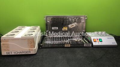 Mixed Lot Including 1 x Stryker T4 Eight Station Battery Charger (Powers Up) 1 x Synthes DHS Implant Set and 1 x Baxter Fibrinotherm Heater Unit (Powers Up)