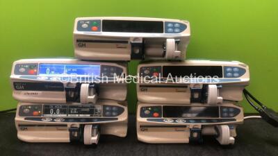 Job Lot Including 4 x Cardinal Health Alaris GH Syringe Pumps (All Power Up, 2 with Service Required) 1 x Carefusion Alaris GH Plus Syringe Pump (Powers Up with Blank Display-See Photo)