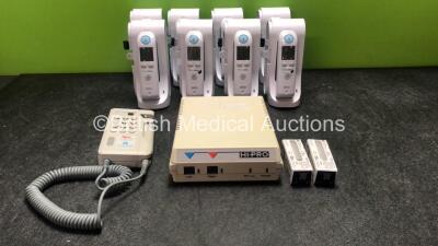 Mixed Lot Including 8 x Welch Allyn ThermoScan Pro 6000 Ear Thermometers with Base Units (All Untested Due to Missing Batteries) 1 x Madsen HI Pro Hearing Programmer and 1 x Huntleigh Dopplex Mini Doppler Unit (Untested Due to Possible Flat Batteries) *SN