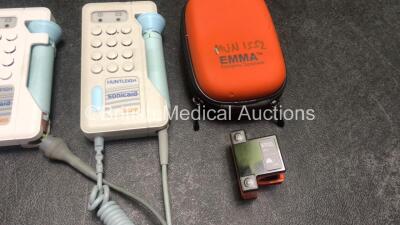 Mixed Lot Including 1 x Quest Model 2700 Impulse Sound Level Meter, 2 x Huntleigh Sonicaid D920 Doppler Units (1 Powers Up, 1 No Power with Damaged Cable-See Photo) 1 x Emma Ref 605100 Capnometer in Case (Untested due to Missing Batteries) - 3