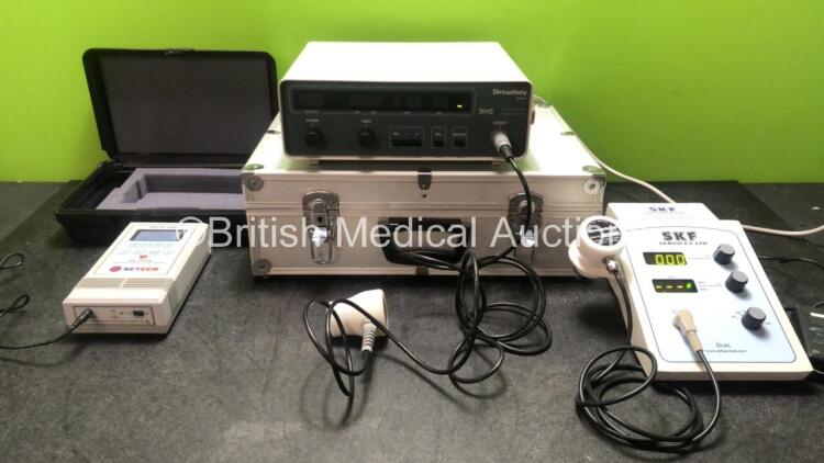 Mixed Lot Including 1 x Shrewsbury Medical 3170 Ultrasound Therapy Unit in Transport Case (Powers Up) 1 x SKF Services Model SM 3072 Ultrasound Unit with 1 x Transducer / Probe (Powers Up) 1 x Netech Delta 1600 AED Tester Unit (Powers Up)