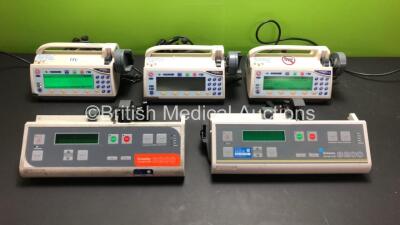 3 x Smiths Medfusion 3500 Syringe Pumps Version V3.0.6 (2 x Power Up with 2 x Casing Damage - See Photo) and 2 x Graseby 3200 Syringe Pumps *M18371 - M71407 - M71345*