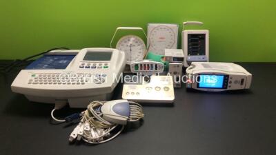 Job Lot Including 1 x Masimo Radical-7 Pulse Oximeter (Powers Up with Error 006), 1 x Welch Allyn CP 200 ECG Machine with 10 Lead ECG Lead (Powers Up), 1 x Omron 705CP BP Monitor, 1 x Spacelabs Model 90207 Ambulatory Blood Pressure Monitor, 1 x Spacelabs 