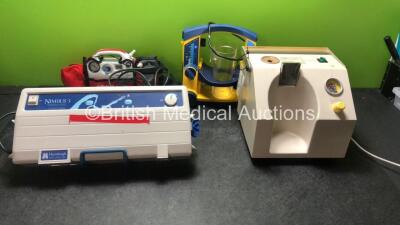 Mixed Lot Including 1 x Obminivac Suction Unit with 1 x AC Power Supply (Powers Up) 2 x Nimbus II Mattress Pumps (Both Power Up) 1 x LSU Suction Unit (Powers Up with Missing Lid On Cup) 1 x Eschmann VP25 Suction Unit (Powers Up with Missing Cup)