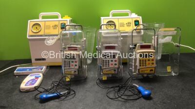 Mixed Lot Including 2 x SAM 12 Suction Units with 2 x Cups (Both Power Up with Missing Lids) 1 x Graseby MS16A Syringe Driver (Untested Due to Possible Flat Batteries) 1 x Graseby MR10 Neonatal Respiration Monitor (Untested Due to Possible Flat Batteries)