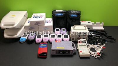 Mixed Lot Including 11 x Smokerlyzers, 1 x Welch Allyn 767 Series Transformer with 5 x Attachments, 1 x Pace Micro-Pace Cardiac Pacemaker with Leads, 1 x APC Model 4170 Bedside Pacemaker, 1 x Nellcor N-550, 2 x Nebulisers and 1 x HemoCue Hb 201+