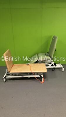 1 x Akron Electric Patient Examination Couch with Controller and 1 x Doherty Electric 3-Way Patient Examination Couch with Controller (Both Power Up)