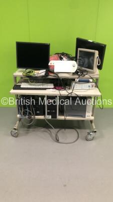 Mobile Trolley Including 2 x EIZO Monitors,1 x MicroPace ELO Monitor,Stockert Smartablate System,MicroPace EPS 320 Cardiac Stimulator,BARD Electrophysiology Unit with Accessories,CPU,Printer and Keyboard (Hard Drive Removed) *IR304* * Asset No FS 0111342 