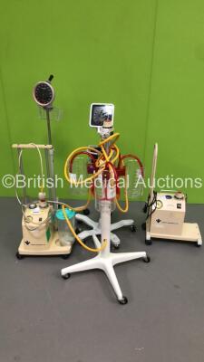 Mixed Lot Including 2 x Therapy Equipment Suction Units with 1 x Cup (Both Power Up),2 x Welch Allyn BP Meters and 1 x Therapy Equipment Ltd Regulator on Stand with 4 x Suction Cups and Hoses