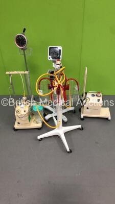 Mixed Lot Including 2 x Therapy Equipment Suction Units with 1 x Cup (Both Power Up),2 x Welch Allyn BP Meters and 1 x Therapy Equipment Ltd Regulator on Stand with 4 x Suction Cups and Hoses - 2