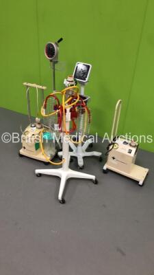 Mixed Lot Including 2 x Therapy Equipment Suction Units with 1 x Cup (Both Power Up),2 x Welch Allyn BP Meters and 1 x Therapy Equipment Ltd Regulator on Stand with 4 x Suction Cups and Hoses - 3