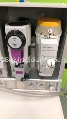 Datex-Ohmeda Aestiva/5 Induction Anaesthesia Machine with 1 x Blease Isoflurane Vaporizer,1 x Drager Vapor 2000 Sevoflurane Vaporizer,PneuPac VentiPac MRI Compatible Ventilator with AlarmPac,Hoses and Regulator * Asset No FS0171408 / FS 0098450 / FS 00980 - 3