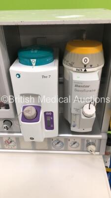 Datex-Ohmeda Aestiva/5 Induction Anaesthesia Machine with 1 x Datex-Ohmeda TEC 7 Isoflurane Vaporizer,1 x Drager Vapor 2000 Sevoflurane Vaporizer,PneuPac VentiPac MRI Compatible Ventilator with AlarmPac,Hoses and Regulator * Asset No FS 0098068 / FS 00980 - 3