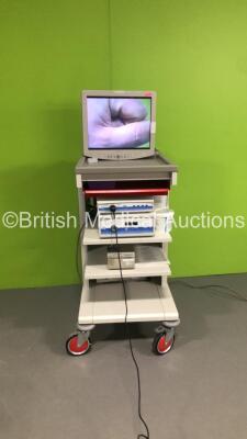 Pentax Stack Trolley Including Sony LCD Monitor,SOPRO 167 Camera Control Unit,SOPRO 218 Light Source,Unknown Make Camera Head and Sony Video Graphic Printer UP-895MD (Powers Up)