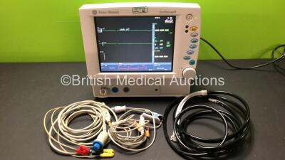 Datex-Ohmeda Cardiocap/5 Anaesthesia Monitor with NIBP, ECG, SPO2 and T1 Options (Powers Up) with 1 x ECG Lead, 1 x SpO2 Lead with Sensor and 1 x NIBP Hose