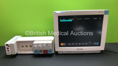 Job Lot Including 1 x Philips IntelliVue MP70 Neonatal Touch Screen Patient Monitor Software Revision J.10.50 *Mfd 12-2004* (Powers Up) 1 x Philips M3001A Module Including ECG/Resp, SpO2, NBP, Press and Temp Options *Mfd 2007-10* with 1 x Philips M8048A M