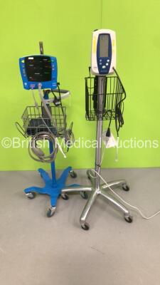 1 x GE Carescape V100 Patient Monitor on Stand with 1 x BP Hose and 1 x SpO2 Finger Sensor and 1 x Welch Allyn Spot Vital Signs Monitor on Stand with 1 x BP Hose (1 x Powers Up,1 x Powers Up with Error) * SN SH613060511SA / 200819795 *