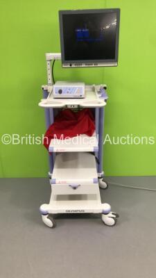 Olympus Stack Trolley Including Olympus OEV191 Monitor and Gynecare Motor Drive Unit MD0100 (Powers Up) * SN 7822033 / HEI04418 *