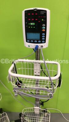 2 x Mindray VS-800 Patient Monitors on Stands with 2 x BP Hoses and 2 x SpO2 Finger Sensors (Both Power Up-1 x Missing Light Lens-See Photos) * SN BY72-A3431P / BY-12125126 * - 3