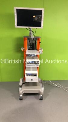 Smith & Nephew Stack Trolley with Sony Monitor, Smith & Nephew 500XL Xenon Light Source and Smith & Nephew 560P High Definition Camera System (Powers Up) *S/N 3106505*