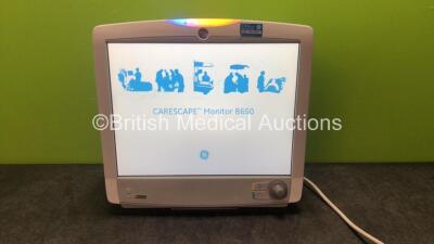 GE B650 Carescape Touch Screen Patient Monitor with 1 x GE PSMP-01 Module Including ECG, SpO2, T1, T2, P1, P2 and NIBP Options, 1 x GE E-sCAiOV-00 Module with Spirometry Options and D-fend Pro+ Water Trap, 1 x GE E-ENTROPY Module (Powers Up) *SN SEW142035