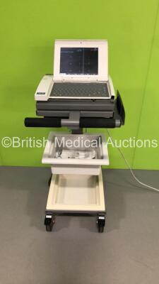 GE Marquette MAC 5000 ECG Machine on Stand (Powers Up - Damaged to Front Trim - See Pictures)