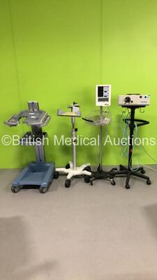 1 x Datascope Accutorr Plus Vital Signs Monitor on Stand with BP Hose (Powers Up) 1 x SonoSite iLook Stand (No Power Cable), 1 x Luxtec 9300XSP Light Source on Stand (No Power) and 1 x SonoSite Mobile Docking Station Lite