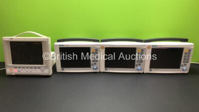 Job Lot Including 3 x Siemens SC 7000 Patient Monitors Including HemoMed 1, Aux/Hemo 3, MultiMed Options (All Power Up with Stock Power Supply - Not Included and 1 x Casing Damage, See Photo) and 1 x Hewlett Packard 24C M1205A Omnicare Monitor (Powers Up)