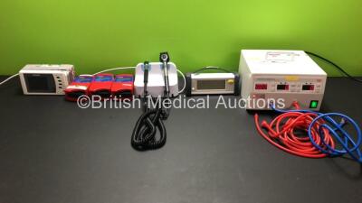 Mixed Lot Including 1 x Welch Allyn GS 777 Wall Transformer with 1 x Attachment, 1 x Contec Medical TR 5000 Dual Electronic Tourniquet (Powers Up) 3 x HemoCue Glucose 201+ Monitors, 1 x GE Ohmeda TruSat and 1 x Philips IntelliVue X2 Monitor (Spares Repair