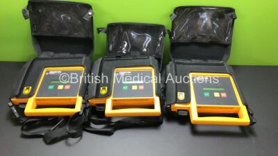 3 x Medtronic Physio Control Lifepak 500 Biphasic Automated External Defibrillator in Carry Cases (All Untested Due to No Batteries) *11842046 - 11842044 - 11842042*