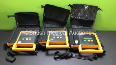 3 x Medtronic Physio Control Lifepak 500 Biphasic Automated External Defibrillator in Carry Cases (All Untested Due to No Batteries) *00000512 - - 00000508 - 00000507*