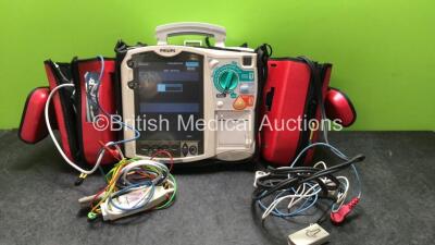 Philips Heartstart MRx Defibrillator Including Pacer, ECG and Printer Options with 1 x Philips M3538A Battery, 1 x Trunk Lead, 1 x 3 Lead ECG Lead, 1 x BP Hose and 4 x BP Cuffs (Damaged Screen Protector-See Photo)