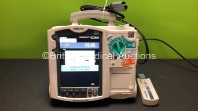 Philips Heartstart MRx Defibrillator Including Pacer, ECG, SpO2 and Printer Options with 1 x Paddle Lead with Test Load, 1 x Philips M3539A Power Adapter and 1 x Philips M3538A Batteries *Mfd 2016-09* (Powers Up)