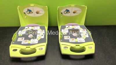 2 x Zoll AED + Plus Defibrillators (1 Powers Up, 1 No Power Due to Possible Flat Battery) *SN X10F455099, X10E454034*