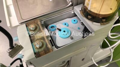Datex-Ohmeda Aestiva/5 Anaesthesia Machine with GE E-PSMP Multiparameter Module with NIBP, P1 P2, T1 T2, SPO2 and ECG Options, Bellows, Absorber, Oxygen Mixer, Hoses and GE F7-01 Module Rack (Powers Up, Missing Casing - See Photo) *AMRL00968* - 3