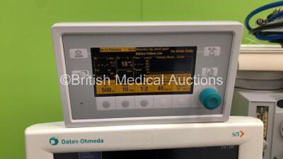 Datex Ohmeda Aestiva/5 Anaesthesia Machine with SmartVent Software Version 3.5, S/5 Anaesthesia Monitor with Module Rack, M-NESTPR Multiparameter Module with NIBP, P1, P2, T1, T2, SPO2 and ECG+ Resp Options, M-CAiOV Gas Module with Spirometry Option and D - 3