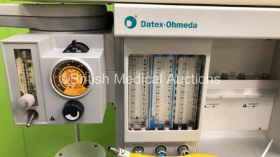 Datex Ohmeda Aestiva/5 Anaesthesia Machine with SmartVent Software Version 3.5, S/5 Anaesthesia Monitor with Module Rack, M-NESTPR Multiparameter Module with NIBP, P1, P2, T1, T2, SPO2 and ECG+ Resp Options, M-CAiOV Gas Module with Spirometry Option and D - 5